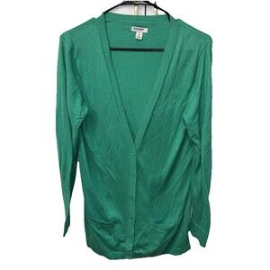 Old Navy Women Sweater Long Sleeve V neck Pockets Button Down Cardigan M Green